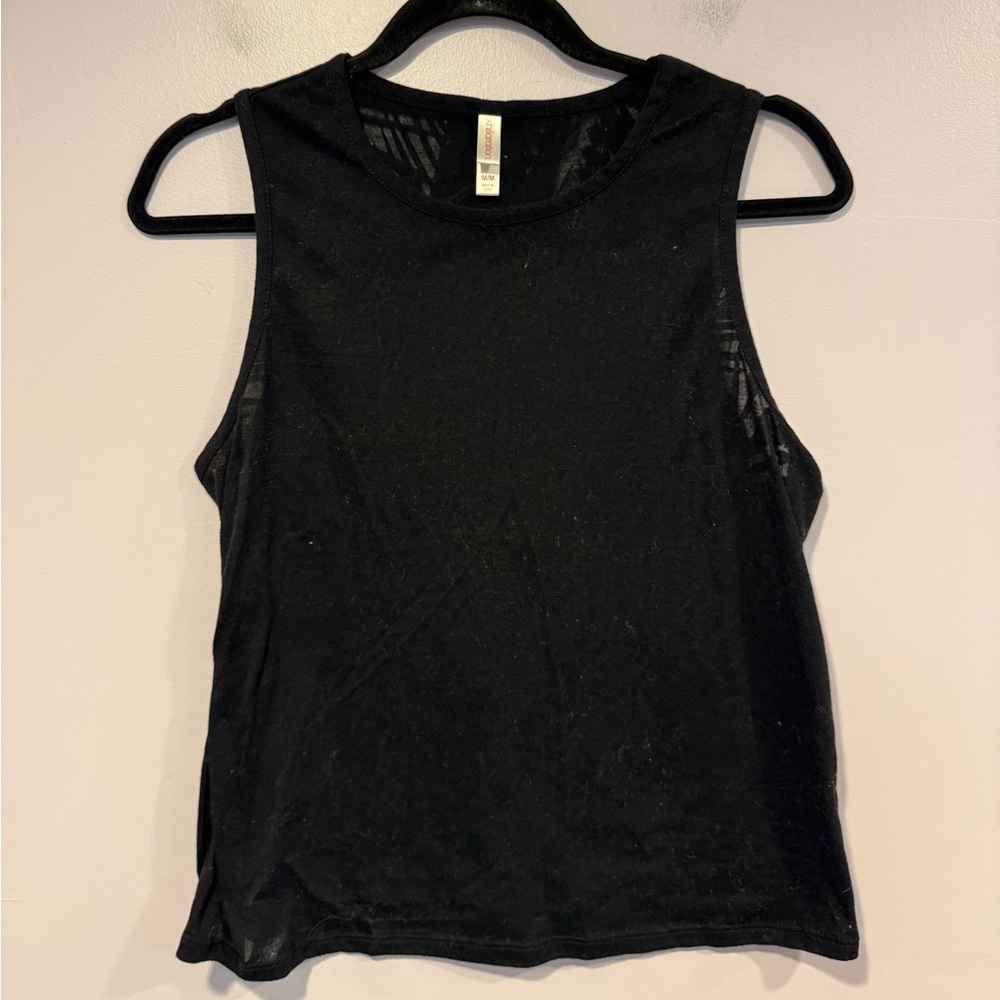 Xhiliration black Aztec partly see through tank‎ top